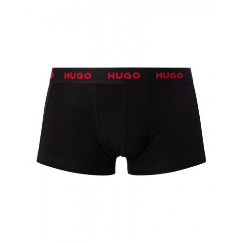 Hugo ανδρικά 3pack boxers βαμβακερά σε μαύρο χρώμα με μαύρο-κόκκινο λάστιχο 50517878 994